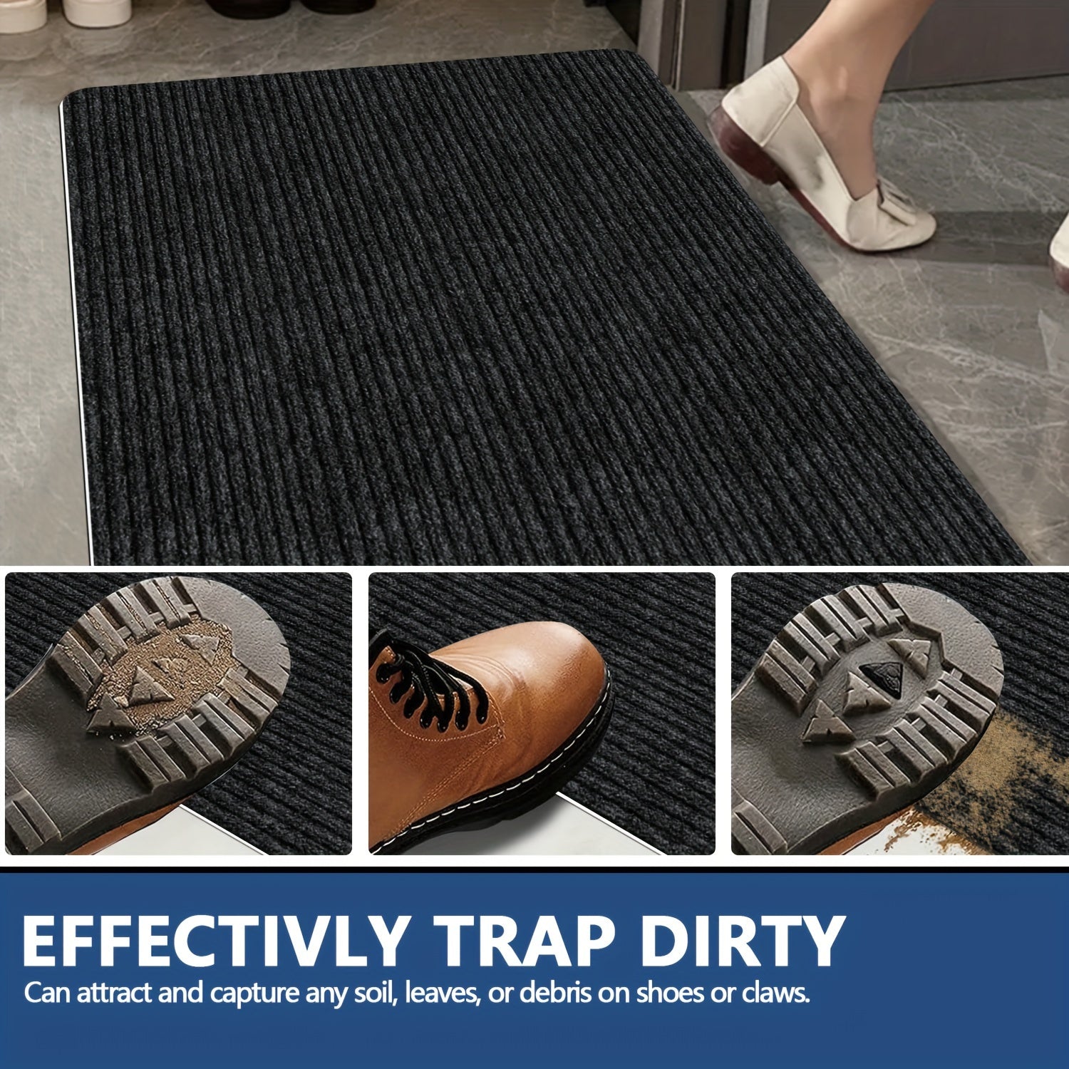 Ultra-Absorbent Door Mat Non-Slip Backing Machine Washable for Entryways and Kitchens