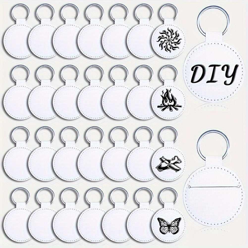 Set of 30/32 PU Leather Key Rings for Men with Laser Engraving, Backpack Keychains