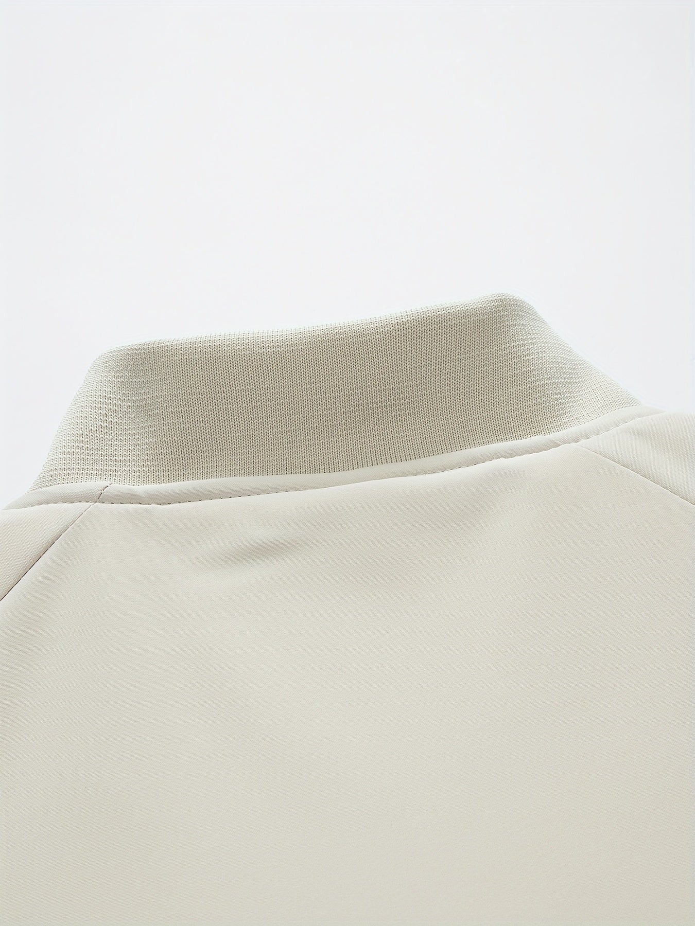 Men's Plus Size Casual Polyester Jacket with Baseball Collar and Zip Pockets