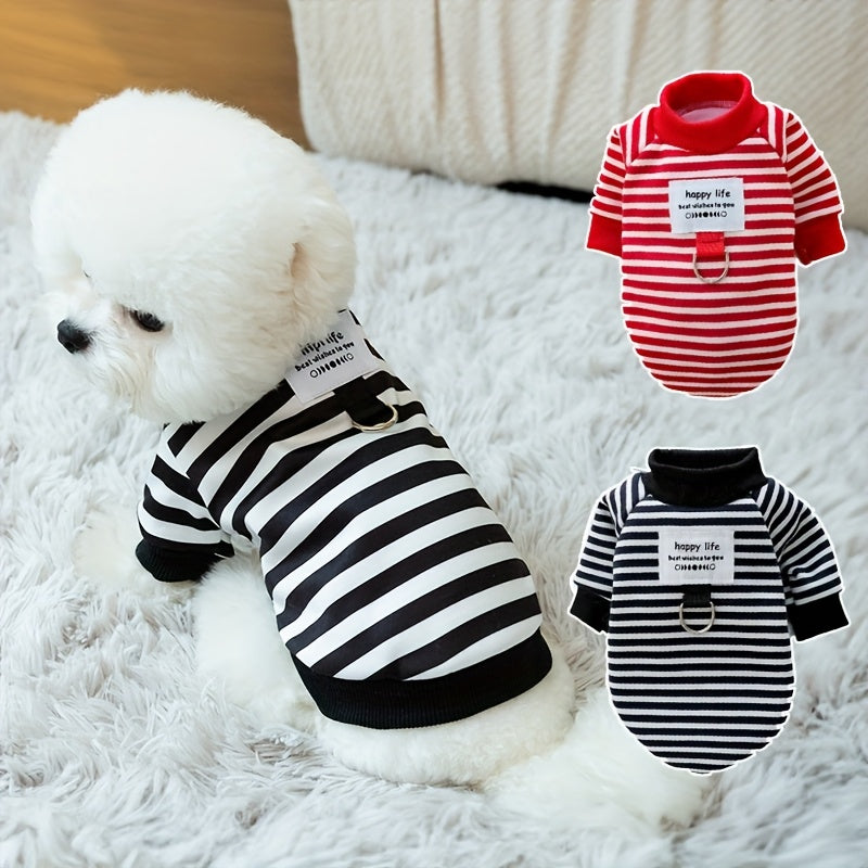 Warm Striped Pet Sweater for Small to Medium Dogs and Cats All-Season Pullover Polyester