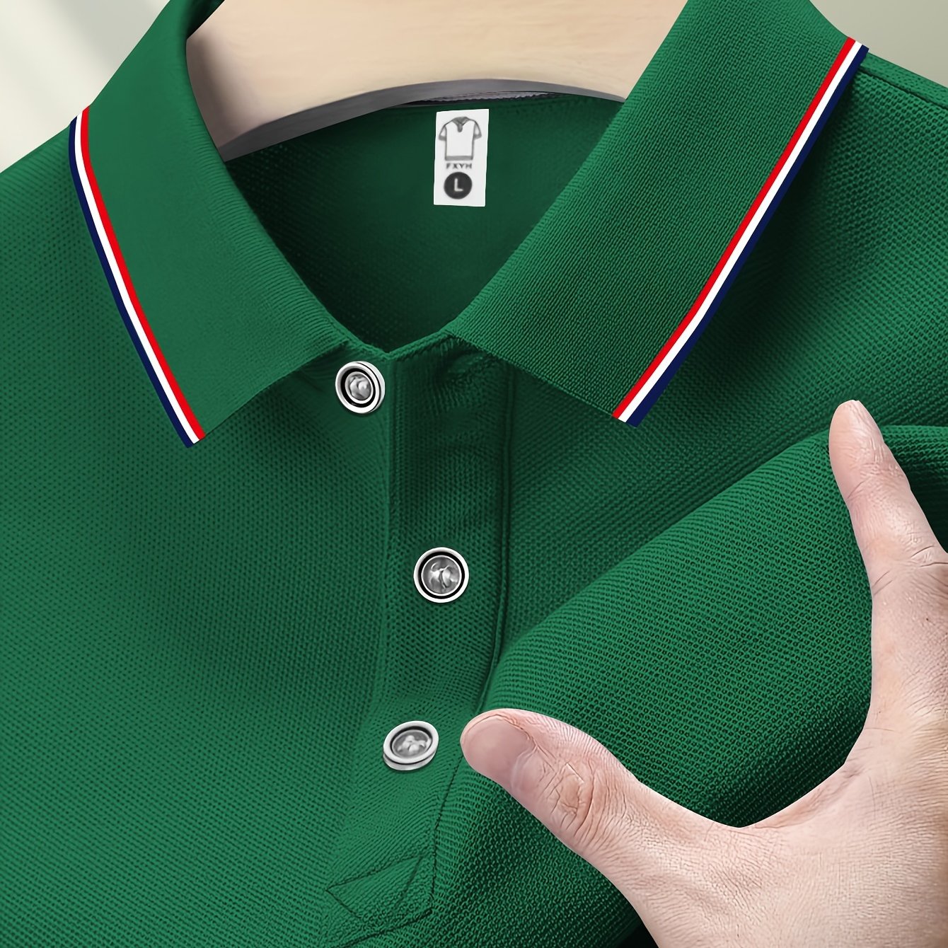 Camisa de manga corta a rayas para hombre con solapa para actividades al aire libre en verano de poliéster