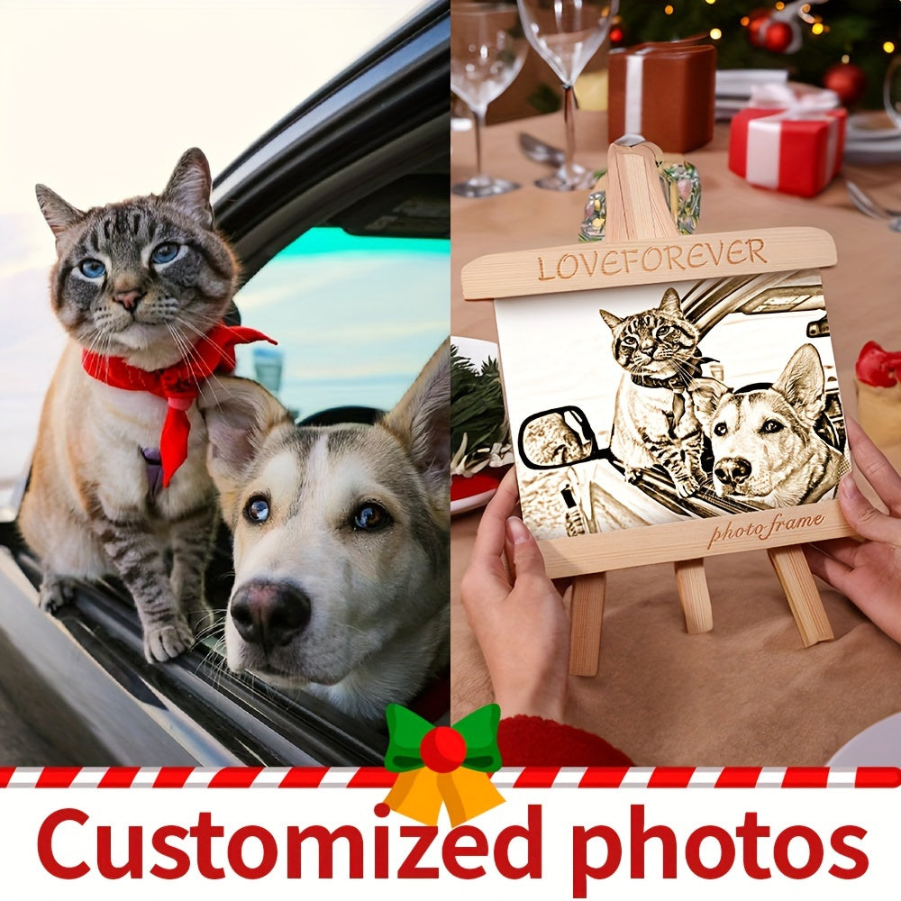 Handcrafted Wooden Picture Frame with Custom Laser Engraving for Home Decor