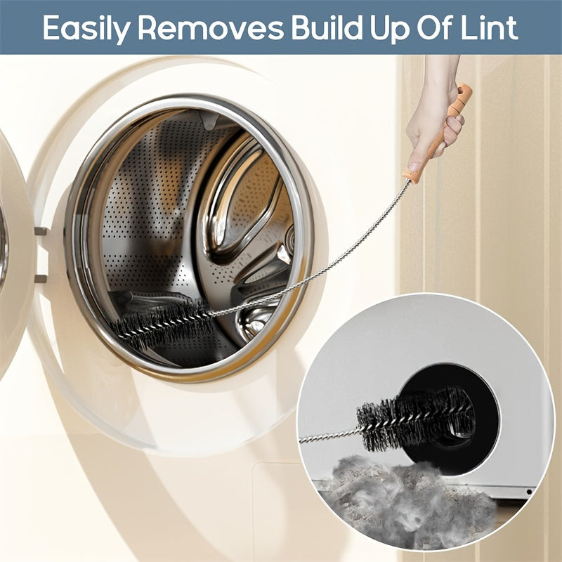 3-ta bo'lakli moslashuvchan quritgich vent cho'tkasi to'plami, yog'och tutqichlar bilan, chang va spiralni tozalash uchun