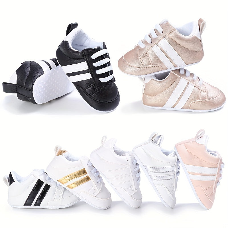Infant Soft Bottom Stripes Light-Up Sports Shoes for Newborns Spring Fall