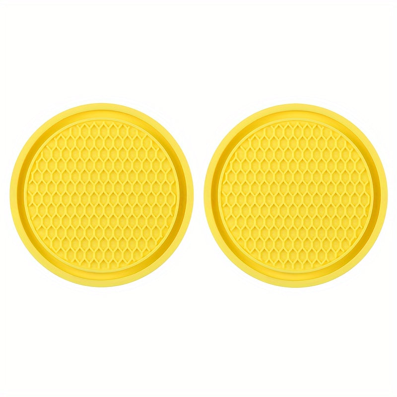 2pcs Car Water Cup Base Non-slip Mat Interior Decoration Black