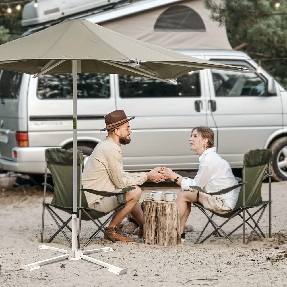 Portable White Plastic and Iron Patio Umbrella Base Stand Windproof Adjustable for Garden and Beach