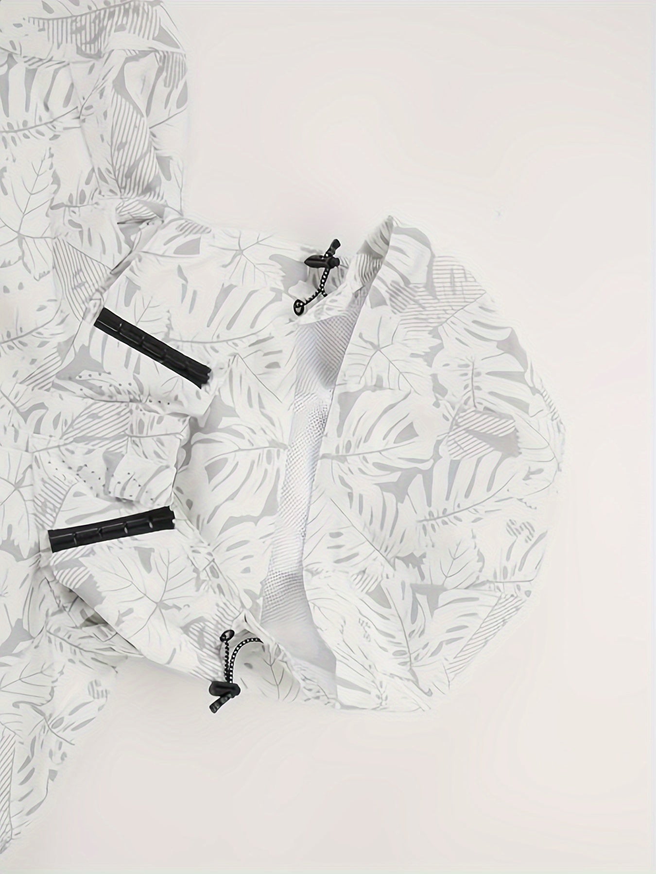 VAKAUP Erkaklar uchun Gullar naqshidagi Sport Kurtkasi, 100% Polyesterdan yasalgan, Fermuarsiz, Keng kesim, Cho'ntaklar bilan, Bahor/Kuz piyoda sayr qilish uchun