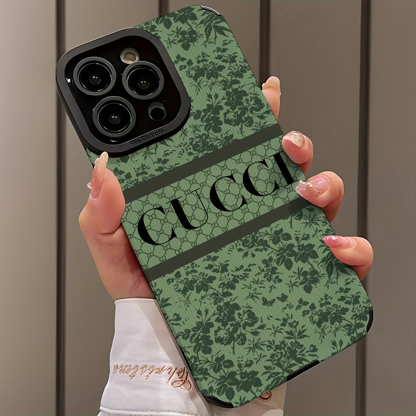 Antique Green Floral Pattern Art Phone Case for iPhone Models Dirt-Resistant Anti-Fall Durable