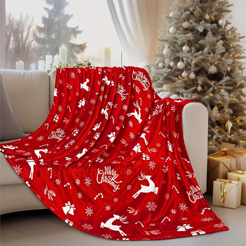 Traditional Style Christmas Flannel Fleece Throw Blanket All-Season Soft Digital Print