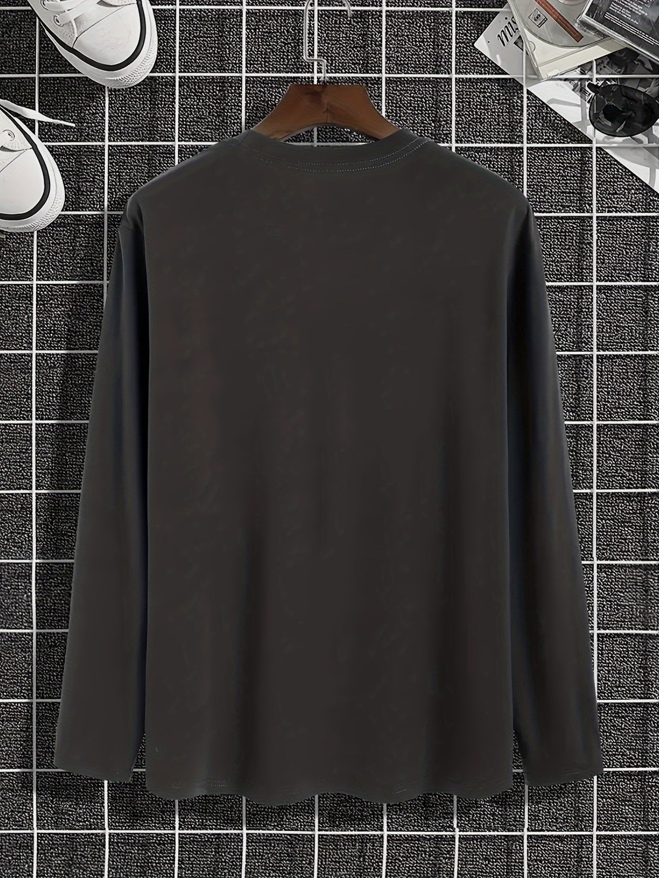 Мужская футболка с длинным рукавом и круглым вырезом большого размера с горным принтом, дышащий полиэстер, повседневная