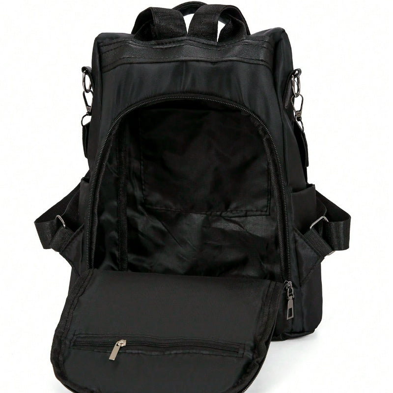 Ayollar uchun qora naylon sumka, o'g'irlashga qarshi, sozlanadigan kamarlar, maktab, sayohat, ochiq havoda