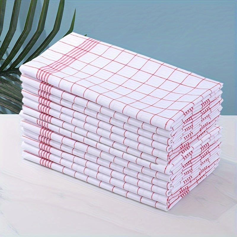 Paxta oshxona sochiqlari 3/6/12 dona, ko‘k, qizil, tekis va chiziqli, to‘g‘r shakldagi idish sochiqlari