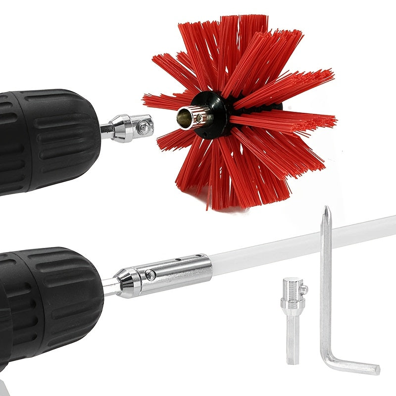 Set of 13 Red Chimney and Exhaust Fan Brushes, Adjustable Nylon Duct Cleaners