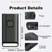 Dispositivo de disuasión de ladridos de perro ultrasónico recargable con batería de polímero de litio, doble fuente de alimentación, alimentado por USB