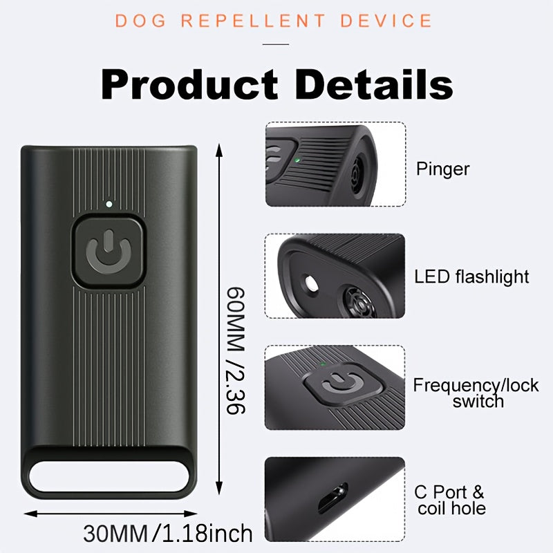 Dispositivo de disuasión de ladridos de perro ultrasónico recargable con batería de polímero de litio, doble fuente de alimentación, alimentado por USB
