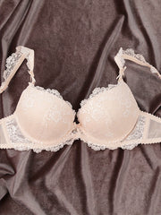 Sujetador push-up de encaje para mujer con diseño de encaje en forma de escallop