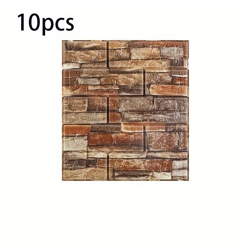 10 dona 3D ko‘chma devor stikerlari, sun’iy g‘isht, suvga chidamli, o‘z-o‘zini yopishtiradigan, yotoqxona va sanoat xonalari uchun