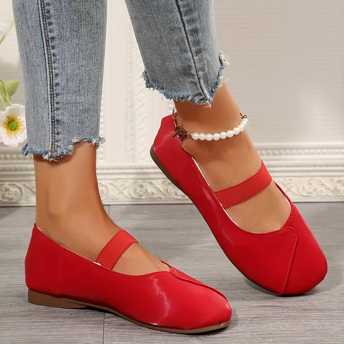 Zapatos planos negros tipo Mary Jane para mujer con suela de goma y punta redonda