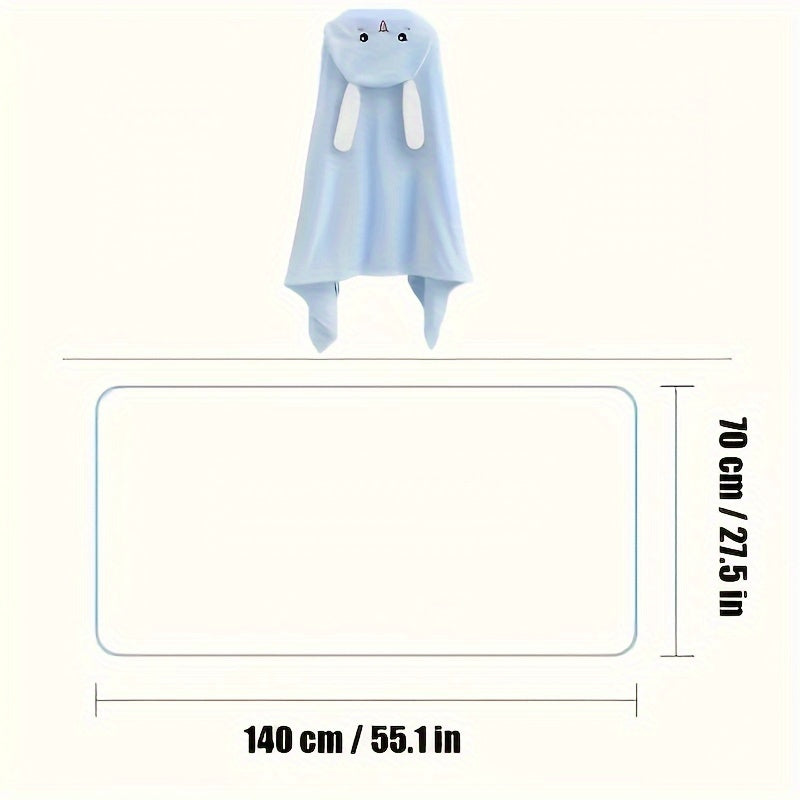 Toalla de baño con capucha azul para niños, suave y absorbente, mezcla de poliéster para niños y niñas