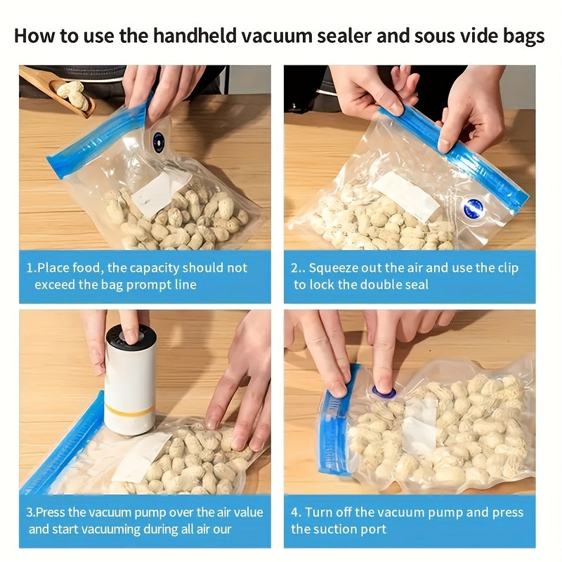 Handheld Vacuum Sealer USB Rechargeable with 800mAh Battery and 10 Food Storage Bags