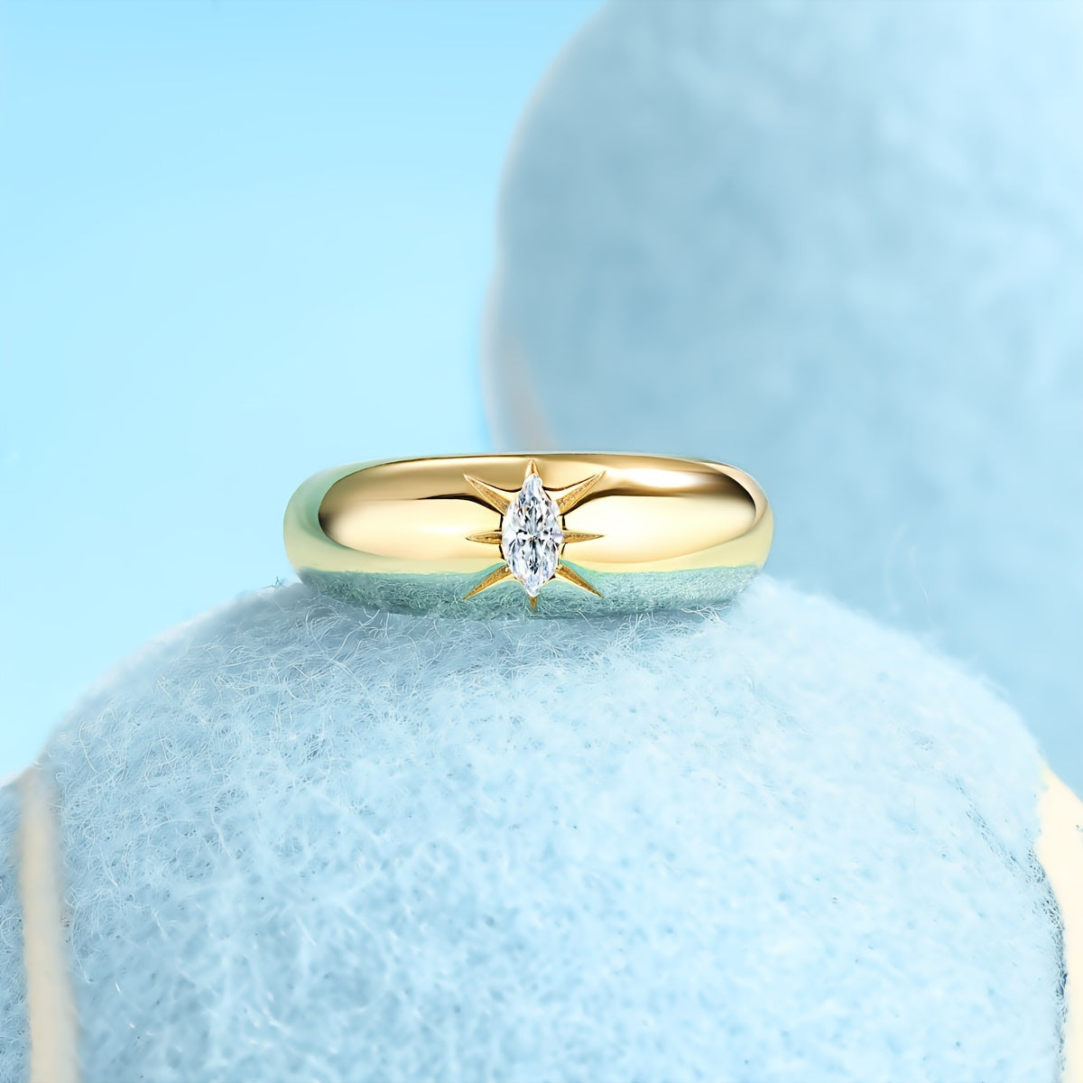 Moissanite Couple's Ring 18K Gold Plated S925 Silver Hypoallergenic Wedding Engagement Jewelry