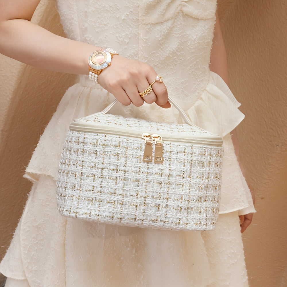 Waterproof Large Cosmetic Bag with Zipper Closure for Travel and Home Use