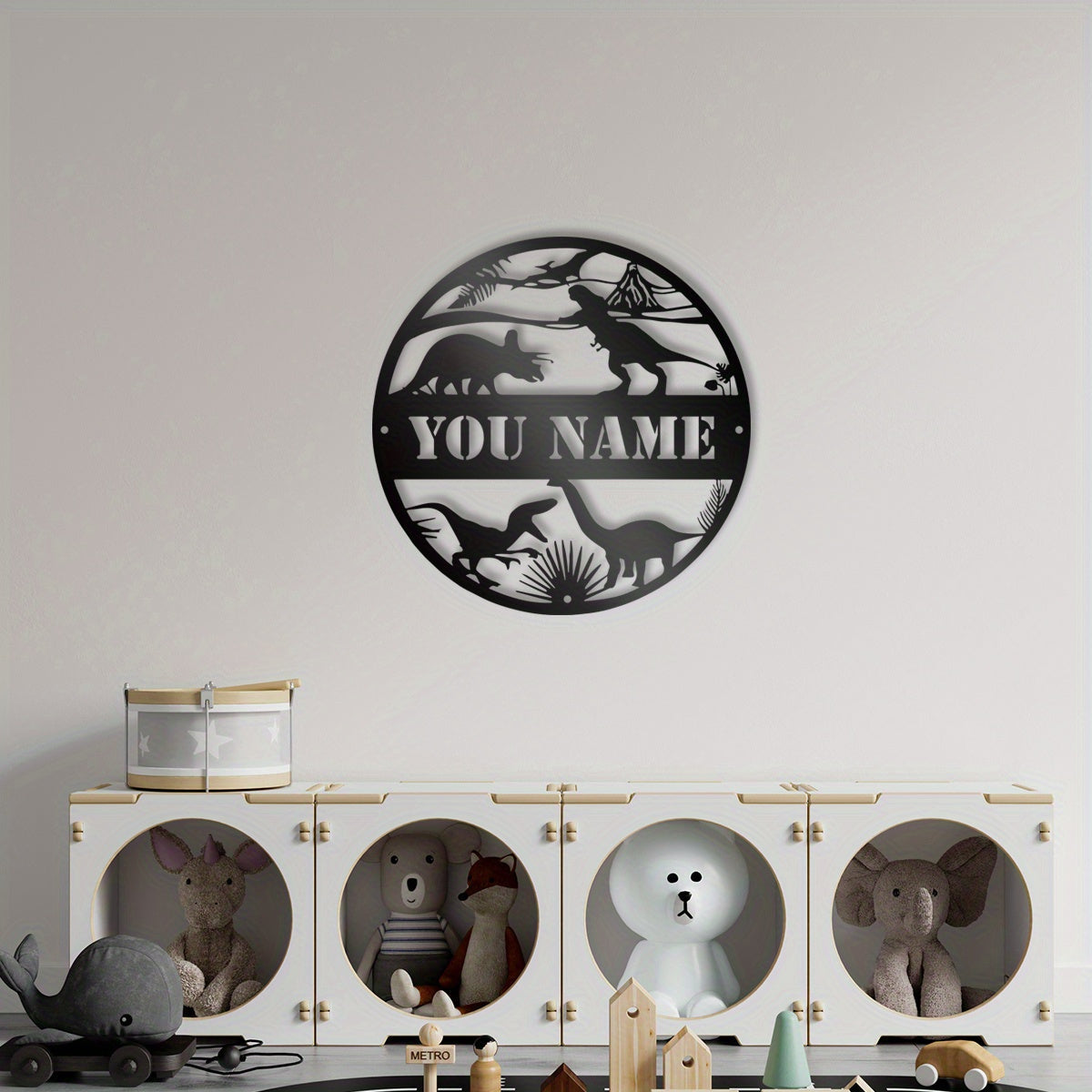 Personalized Dinosaur Metal Wall Art Cast Iron Nursery Decor Gift