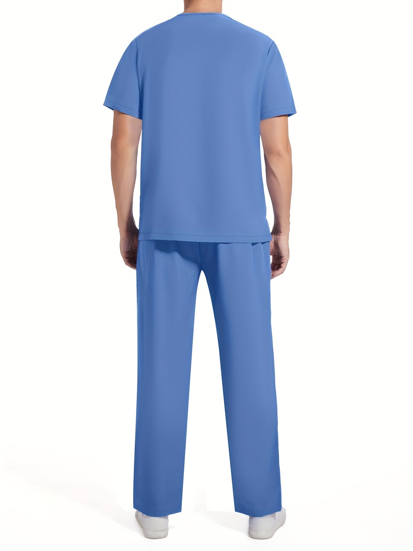 Мужской комплект рабочей одежды с коротким рукавом, эластичным поясом, дышащей тканью и карманами