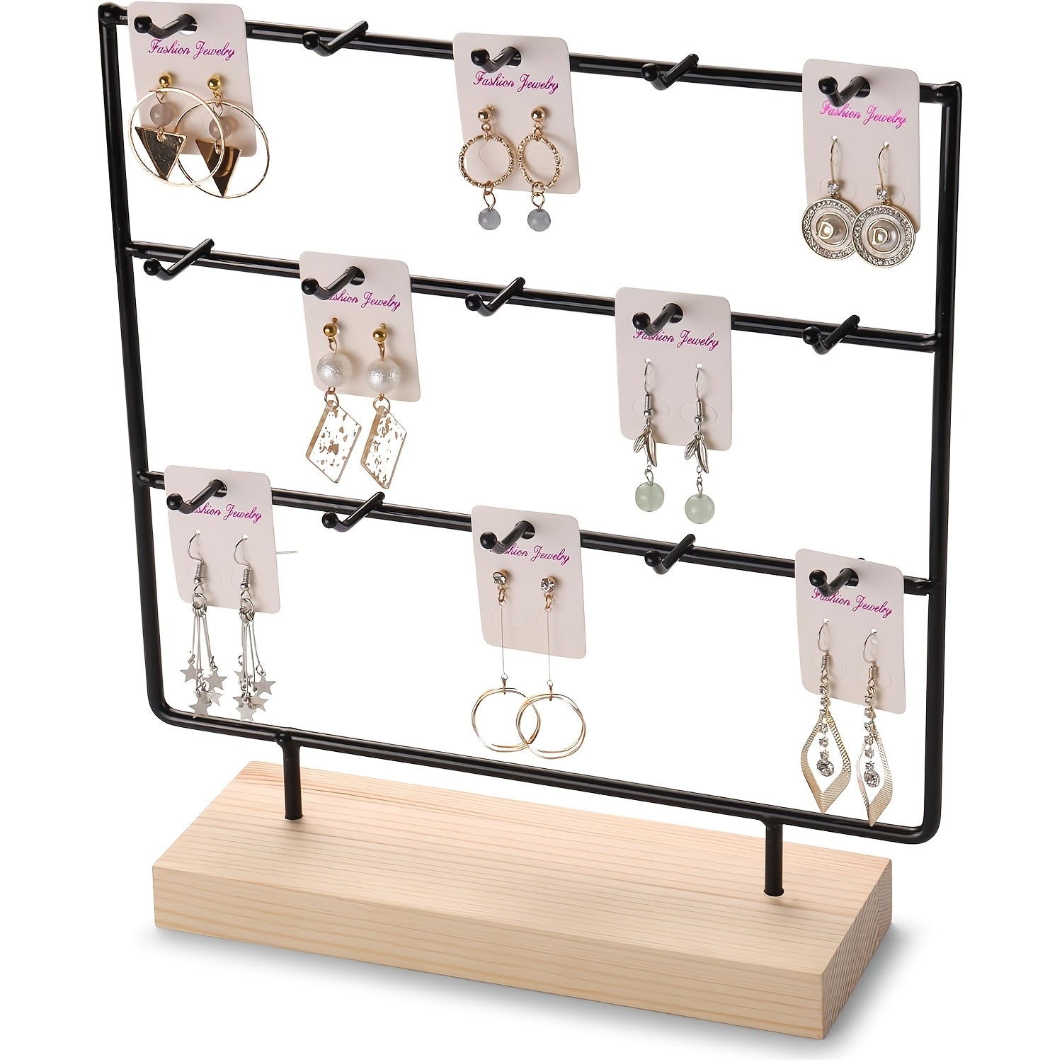 Exhibidor de joyería para pendientes y aretes con 15 colgadores de crochet