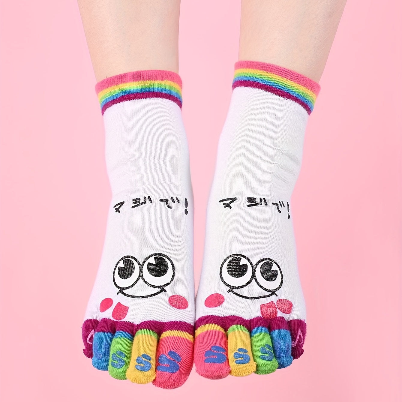 Women’s Cartoon Print Toe Socks for Running and Athletic Activities