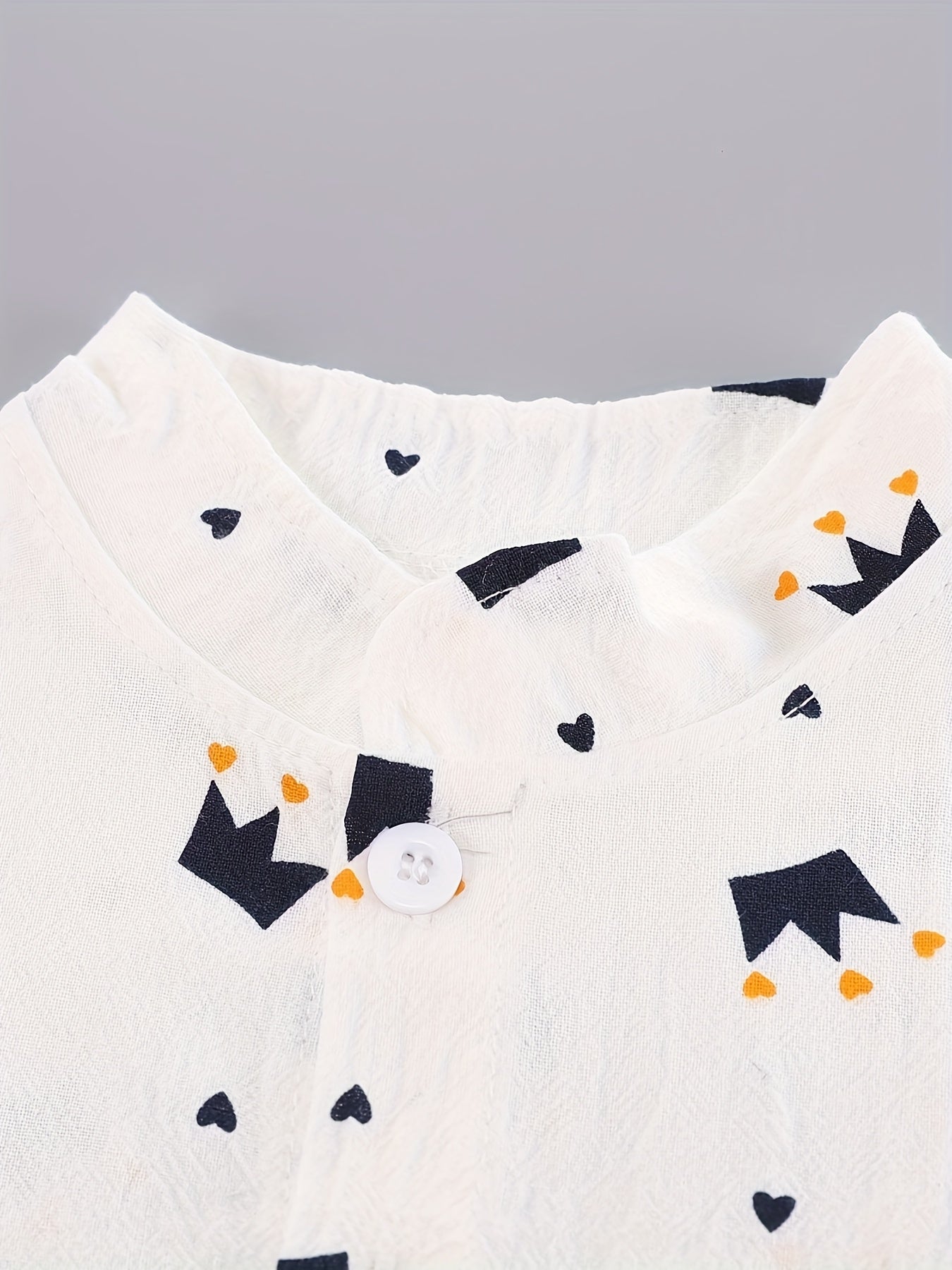 Boys Short Sets Cotton Geometric Crown Print Summer Casual Woven 12 and Under