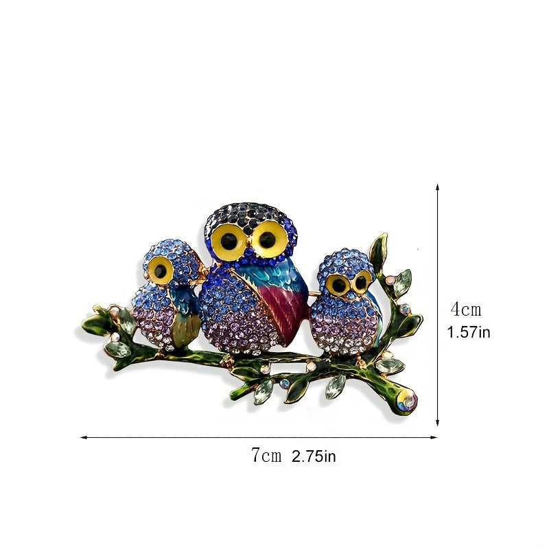 Cute Owl Brooch Rhinestones Animal-Themed Pin for Hats Jeans Coats Bags Accessories