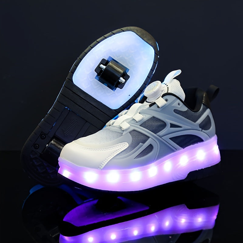 Детские мальчиковские LED-роликовые кроссовки с противоскользящими колесами, повседневные, для всех сезонов