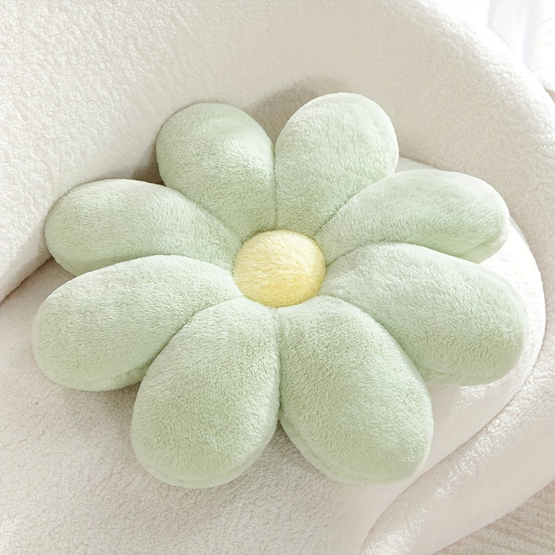 Faux Fur Flower Pillow 60cm Green Decorative Cushion for Home Office