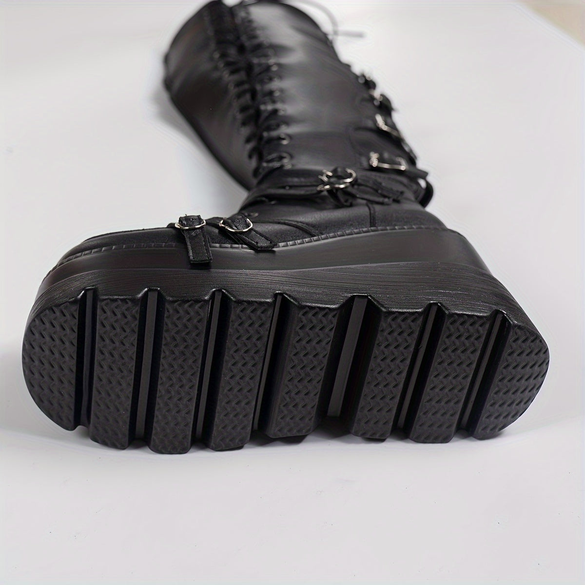 Women's Gothic Punk Boots Leather Look Side Zipper Platform Festival Footwear