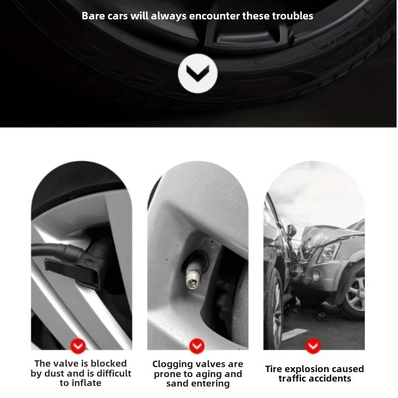 Car Tire Valve Cover 5-Pack Universal Rubber for SUV and Sedan