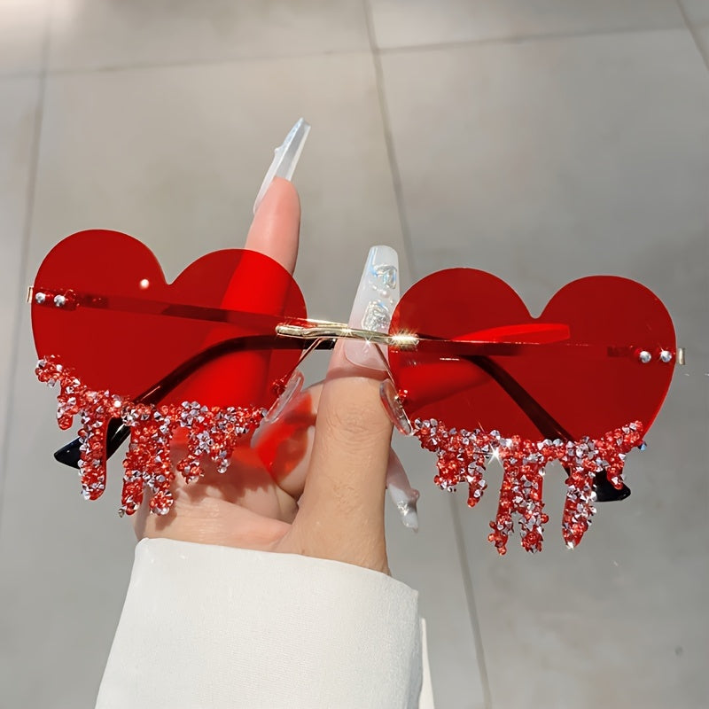 Women's Rimless Fashion Glasses with Rhinestones for Parties and Festivals