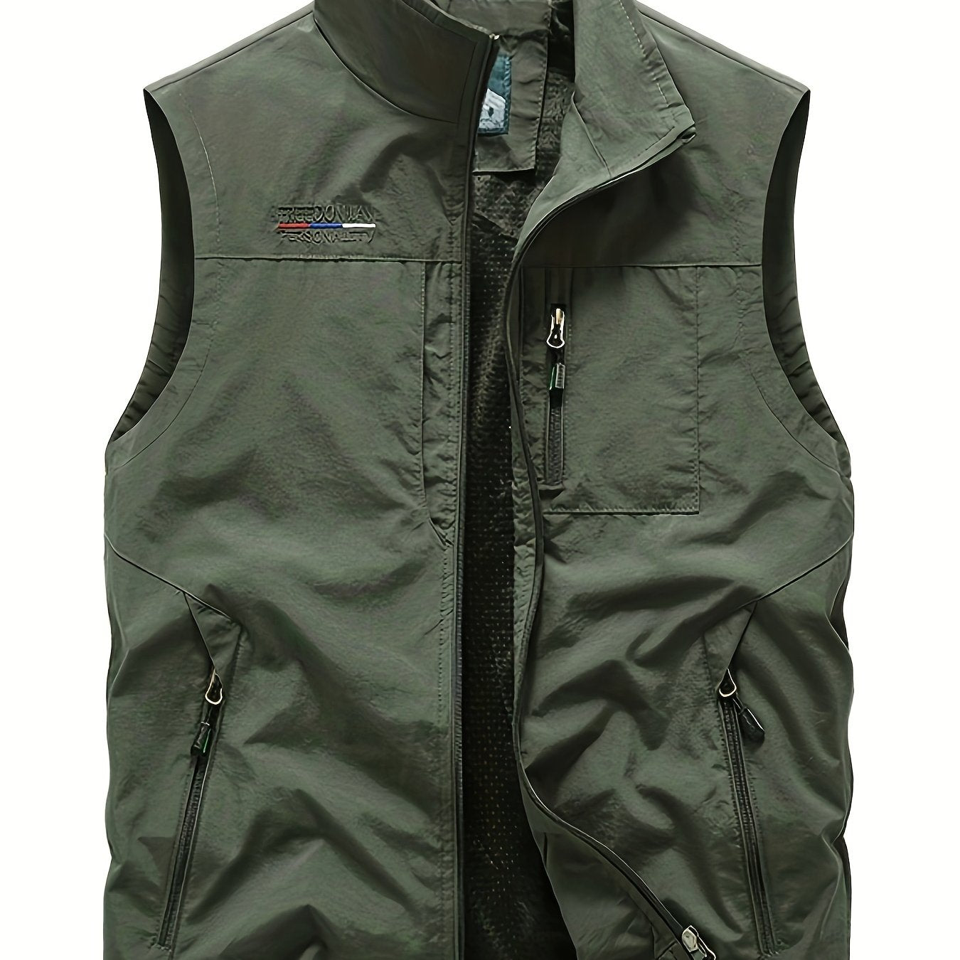 Men's Cargo Vest Nylon Sleeveless Zipper Pockets Outdoor Spring Summer