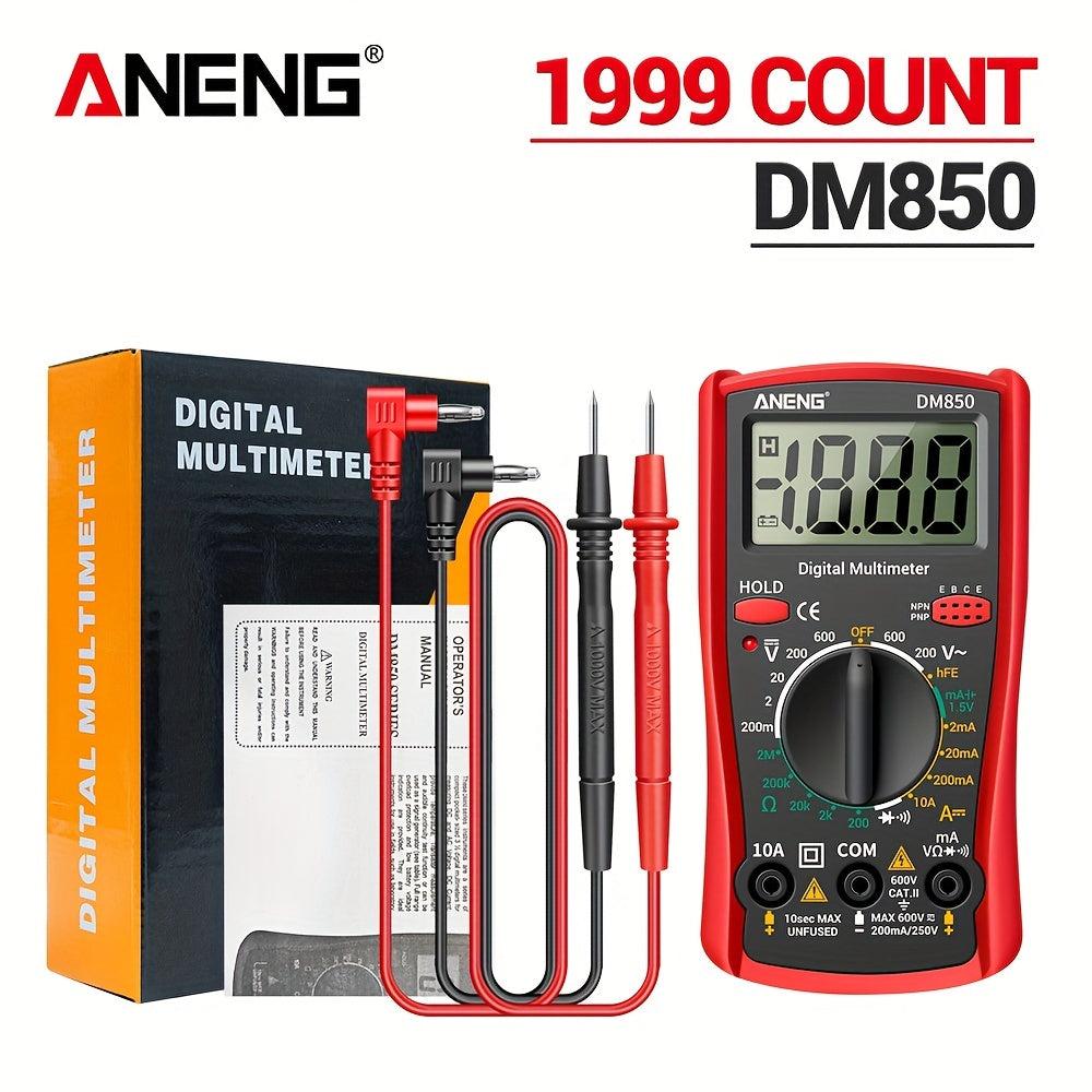 Digital Multimeter 1999 Counts Auto AC/DC Voltage Resistance Current Tester LCD Display