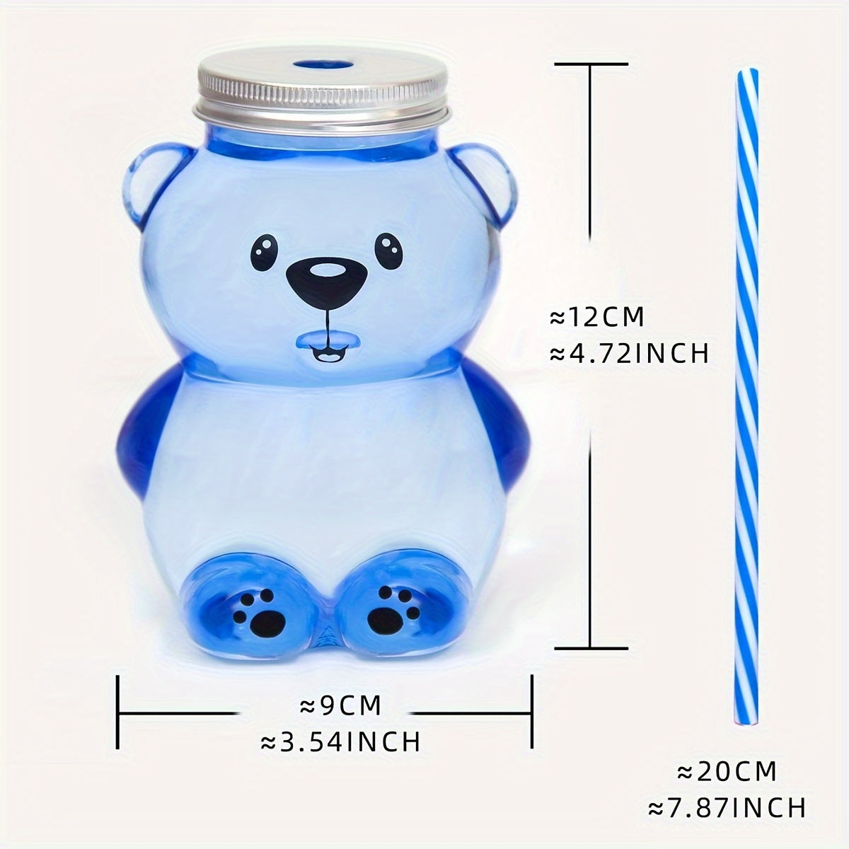 Kids' Cartoon Bear Straw Cup Plastic Durable Drinkware for Children
