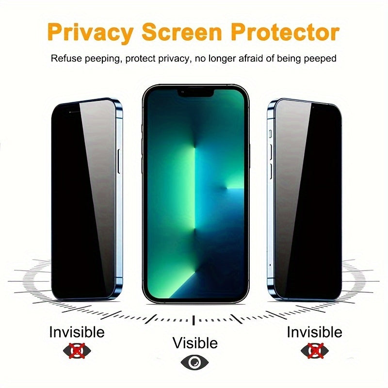 3 Pack Privacy Screen Protectors for iPhone 11-16 Pro Max Plus Mini Tempered Glass