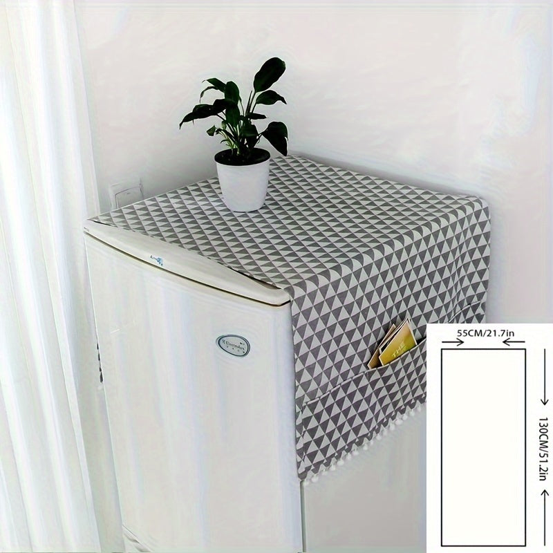 Gray Polyester Geometric Appliance Cover for Refrigerator and Washing Machine Dustproof