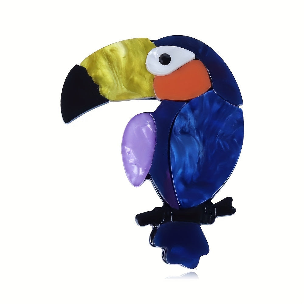 3D Acrylic Toucan Brooch Handmade Animal Jewelry Stylish Clothing Accessory