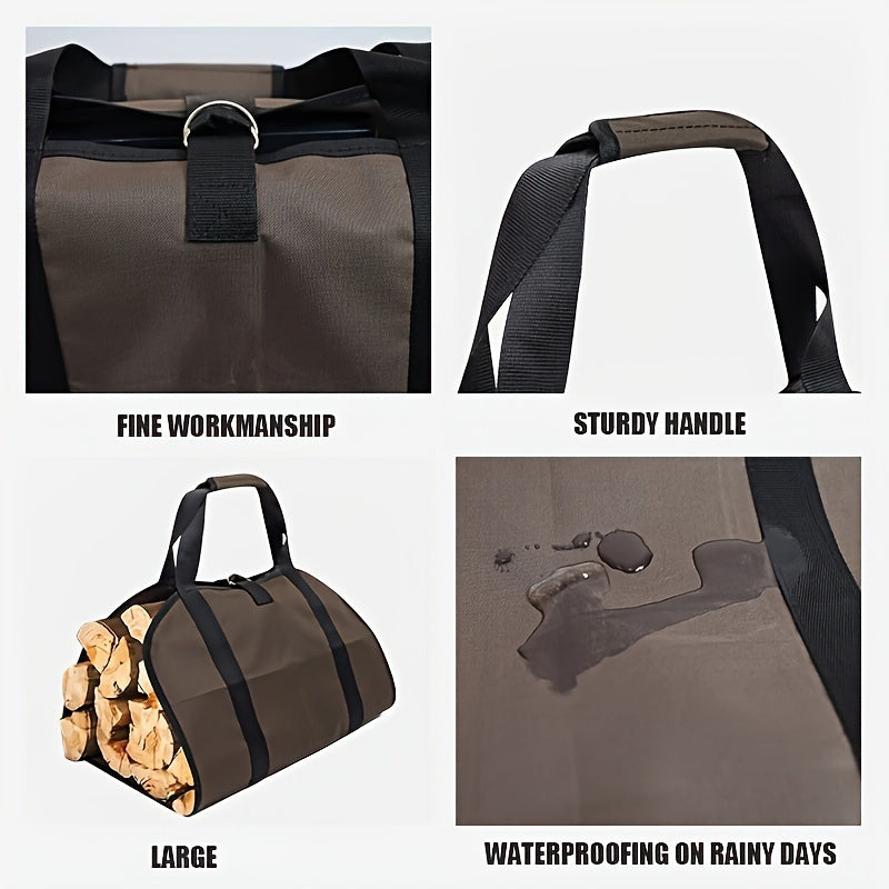 Firewood Carrier Bag Waxed Canvas Tote 94cm Durable PVC Outdoor Camping
