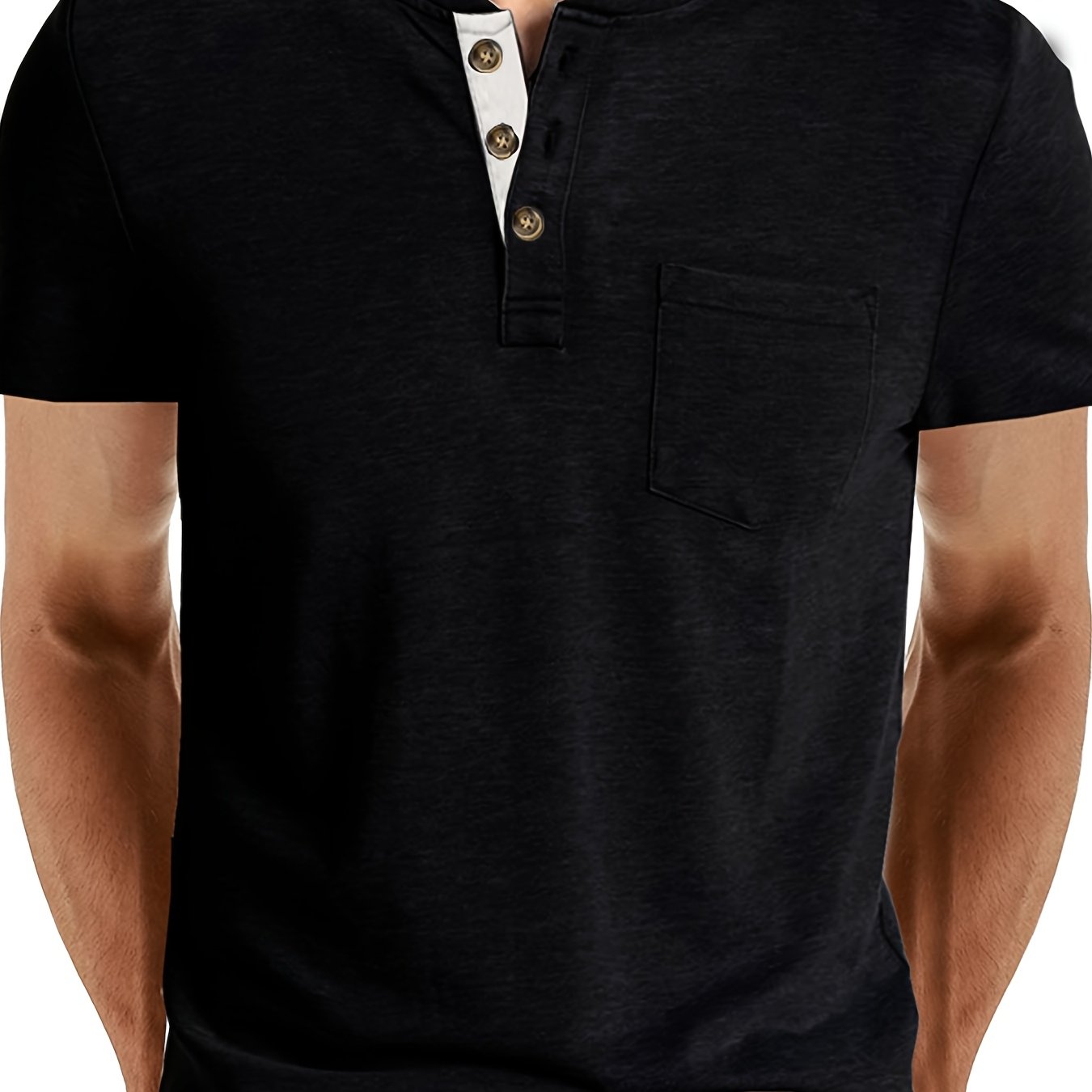 Plus Size Men's Short Sleeve Henley Shirt Lightweight Polyester Blend Spring Autumn Casual