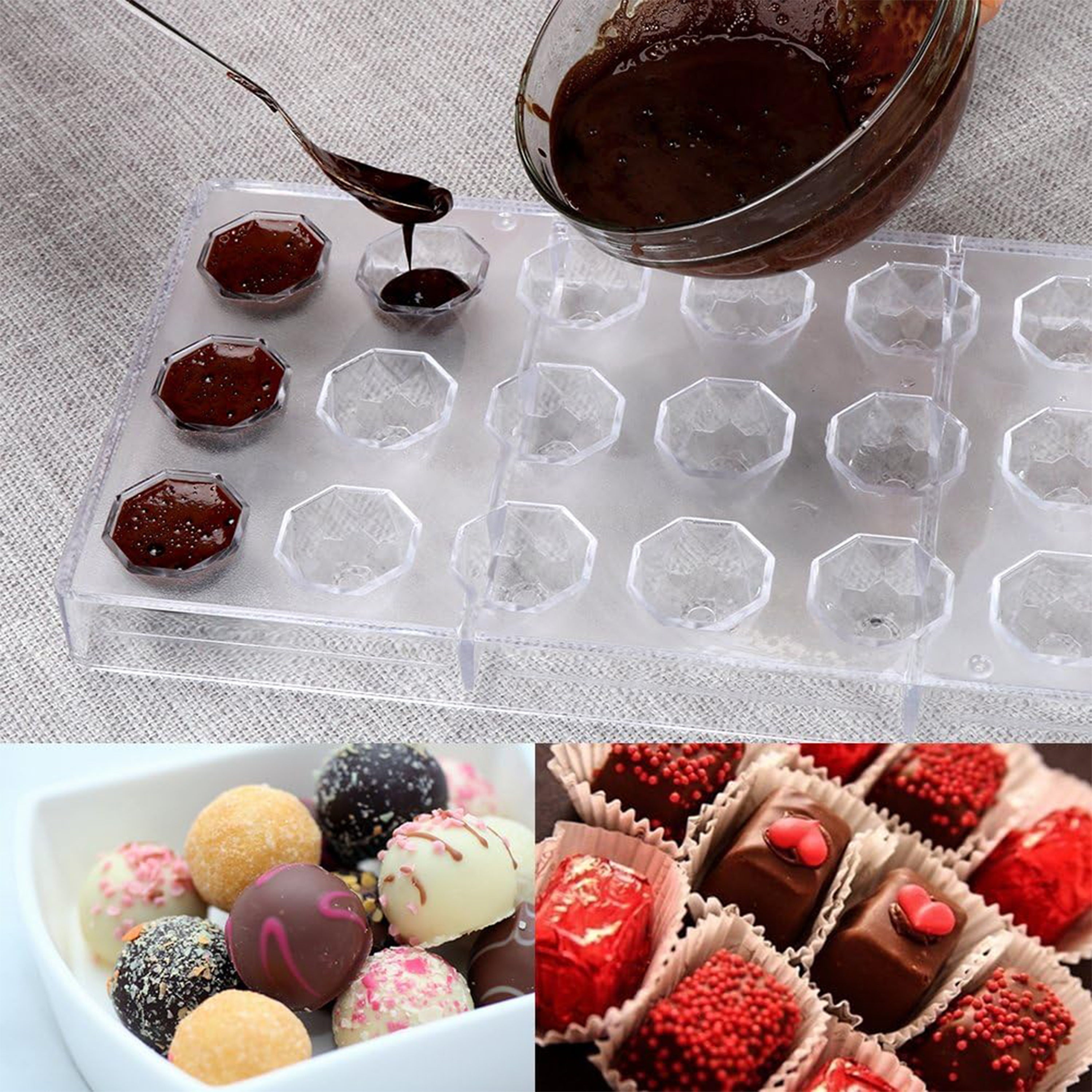 Plastic Chocolate Molds Set BPA-Free Heart Egg Bar Diamond for Mousse Jelly Candy