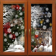 56-Piece Winter Snowflake Forest and Cabin Window Decals for Holiday Decor