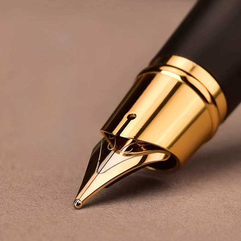 Metall qalam 0.5mm nozik nib va qopqoqni bosish bilan yopish. Biznes va shaxsiy imzolar uchun mos. 3.4mm siyoh shishalari bilan ishlaydi.