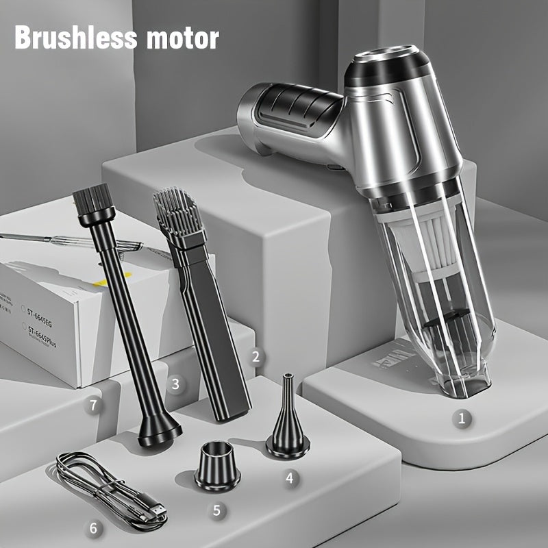 Qayrilmas qo‘l bilan ishlovchi avtomobil cho‘ntakli vakuum tozalagichi 12000PA tortish kuchi Lithium Polimer Batareya Tinch 84dB