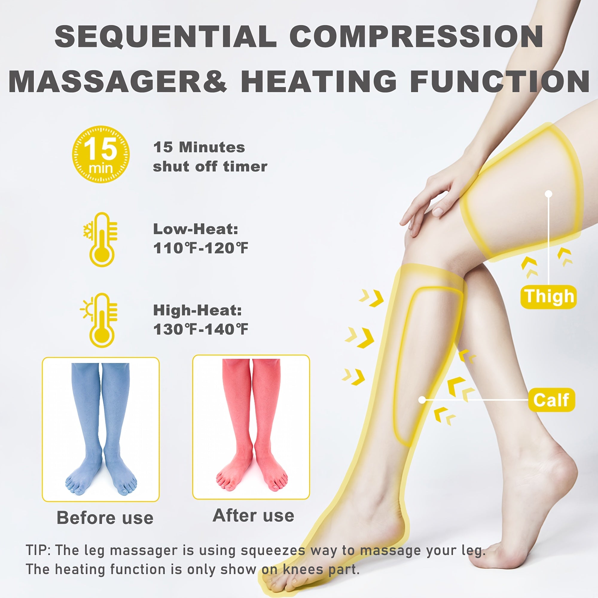 Heated Foot Leg and Calf Massager with Adjustable Straps Digital Display for Men and Women